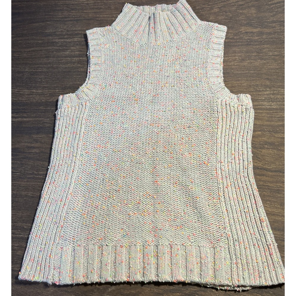 Anthropologie Sleeveless Turtleneck Cotton Blend Multicolor Sweater Vest Size M